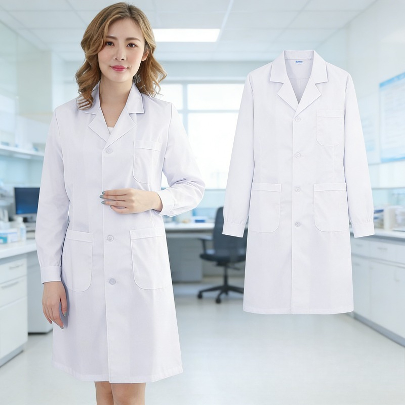 Medical Lab Gown - Jas Dokter Perawat Lengan Panjang Putih