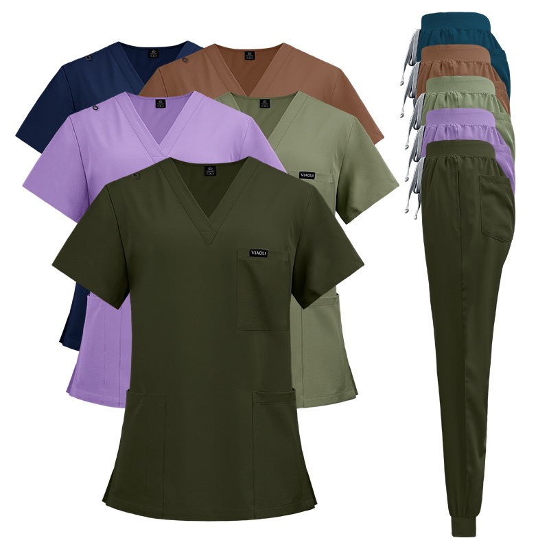 Medical Lab Gown - Set Seragam Bedah Lengan Pendek Unisex,